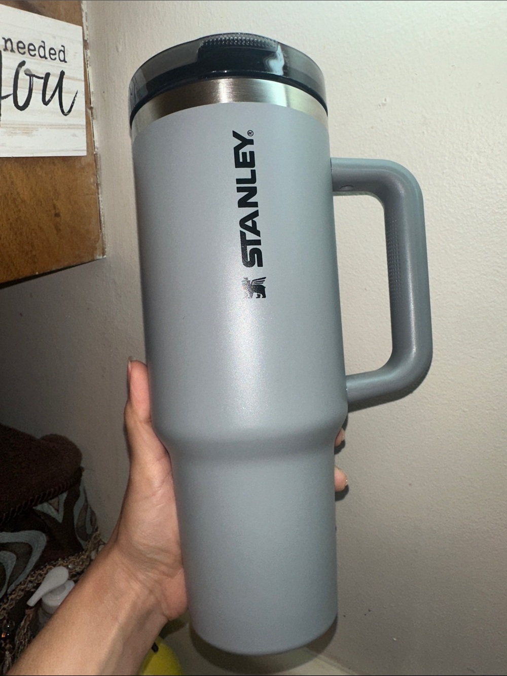 Stanley Light Gray Insulated Travel Mug with Handle